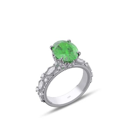 Oval Cut Emerald Green...