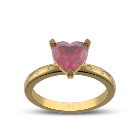 Heart Cut Diamond White Sterling Silver Yellow Gold Engagement Ring