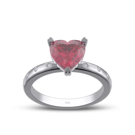 Heart Cut Diamond White Sterling Silver Engagement Ring