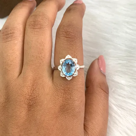 Oval Cut Aquamarine Blue...