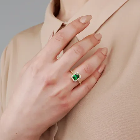 Radiant Cut Emerald Green...