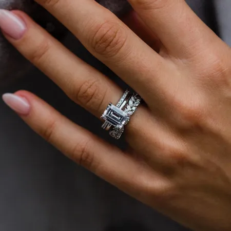 Emerald Cut Diamond White...