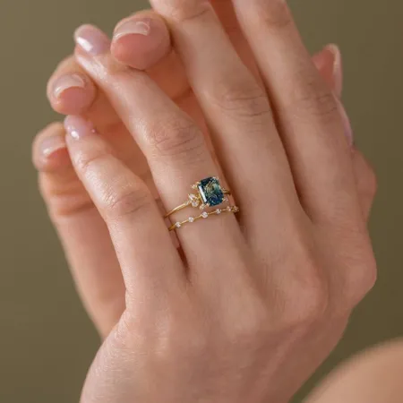 Emerald Cut Sapphire Blue...