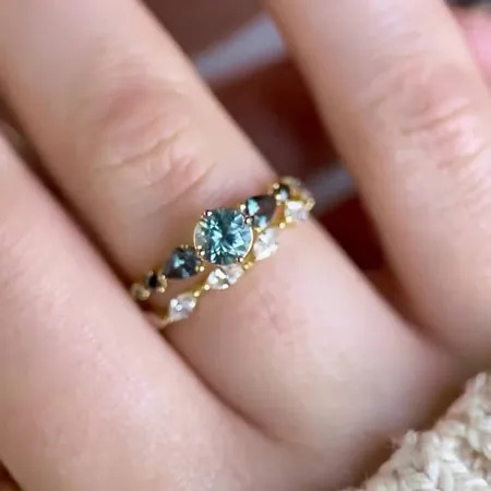 Round Cut Aquamarine Blue...