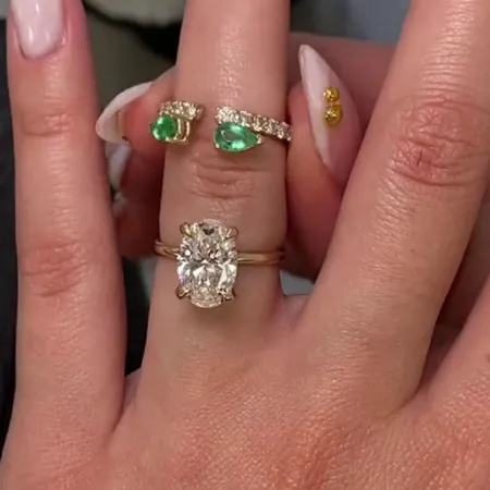 Oval Cut Diamond White 925 Sterling Silver Yellow Gold Art Deco Wedding Ring Set