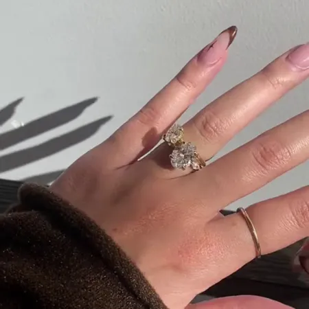 Oval Cut Diamond White 925 Sterling Silver Yellow Gold Art Deco Wedding Ring Set