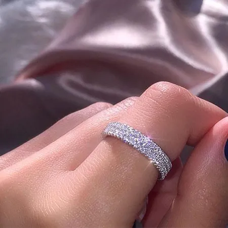 Diamond White Round Cut 925 Sterling Silver Band