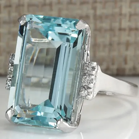 Aquamarine Blue Emerald Cut...