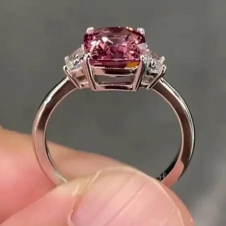 Radiant Cut Garnet Red...