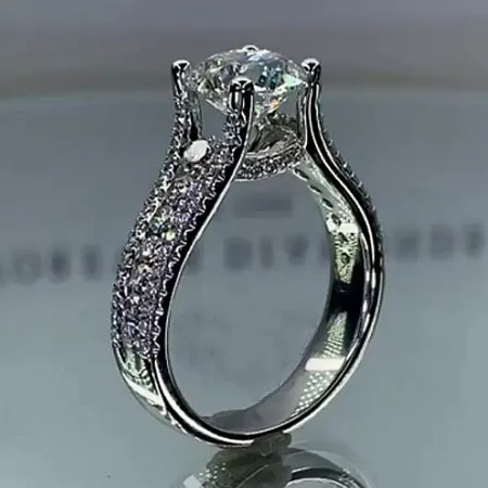 Diamond White Round Cut Engagement Ring in 925 Sterling Silver