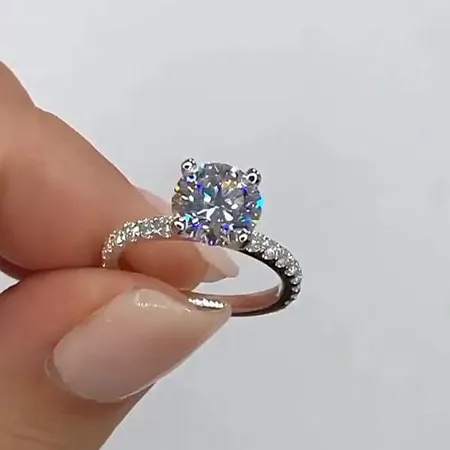 Round Cut Diamond White Engagement Ring in 925 Sterling Silver