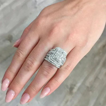Princess Cut Diamond White Sterling Silver Halo Bridal Sets