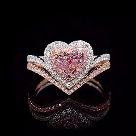 Heart Cut Fancy Pink Rose...