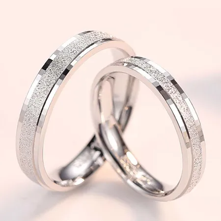 Scrub Sterling Silver Couple Rings