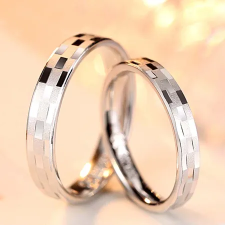 Scrub Sterling Silver Couple Rings