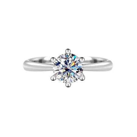 Round Cut Moissanite Diamond White 925 Sterling Silver Solitaire Engagement Ring