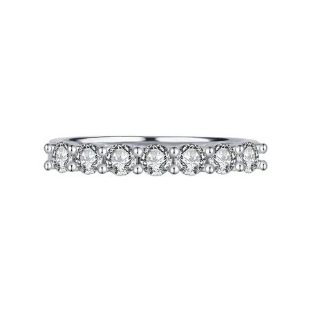 Round Cut Moissanite Diamond White 925 Sterling Silver Wedding Band