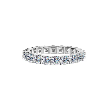 Round Cut Moissanite Diamond White 925 Sterling Silver Wedding Band