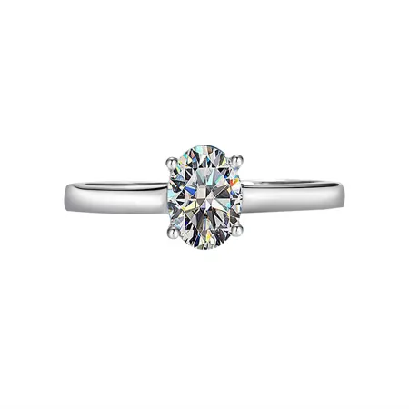 Oval Cut Moissanite Diamond White 925 Sterling Silver Solitaire Engagement Ring