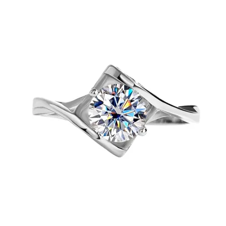 Round Cut Moissanite Diamond White 925 Sterling Silver Solitaire Engagement Ring