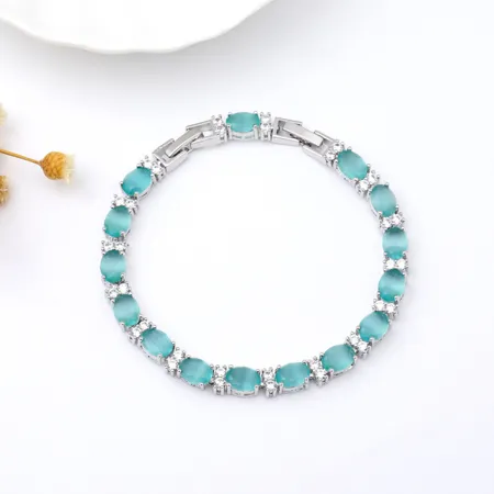 Cyan Crystal 7" Bracelet