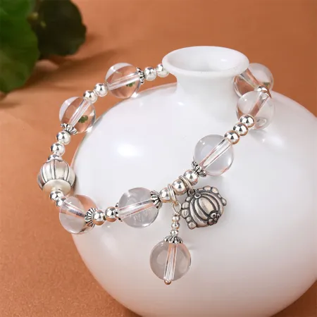 Crystal Quartz 925 Sterling Silver 7.1 Inches Bracelet