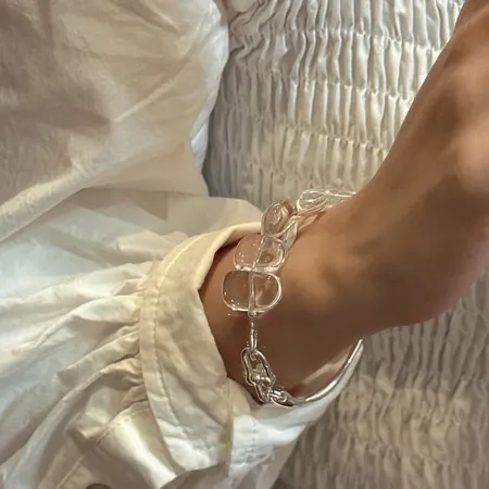 925 Sterling Silver Crystal Quartz 6.5 Inches Bracelet