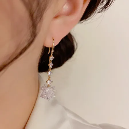 Crystal Yellow Gold Drop Earrings