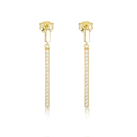 Diamond White Yellow Gold 925 Sterling Silver Drop Earrings
