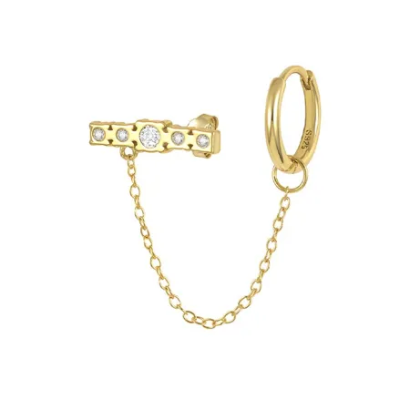 Round Diamond White 925 Sterling Silver Yellow Gold Threader Earrings
