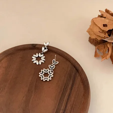 Floral 925 Sterling Silver Drop Earrings