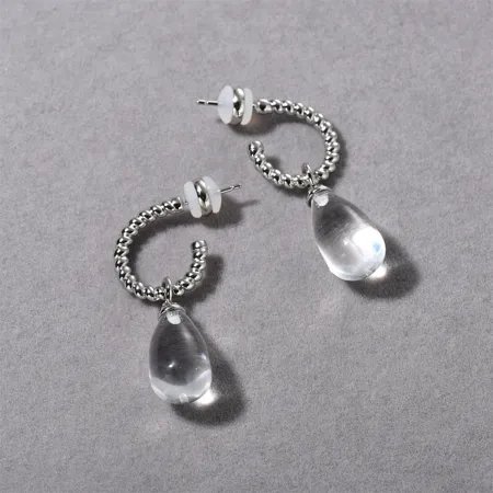 925 Sterling Silver Crystal Quartz Drop Earrings