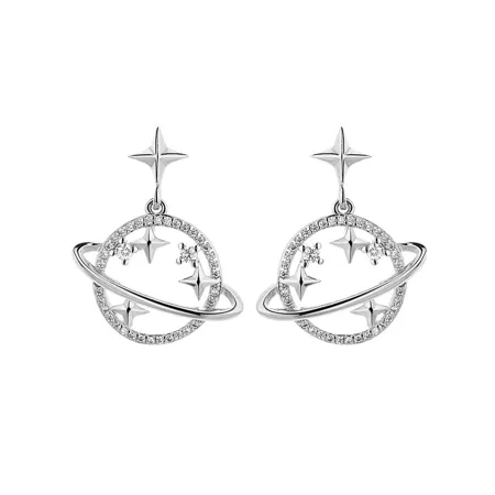 Platinum Plated Celestial Drop Earrings
