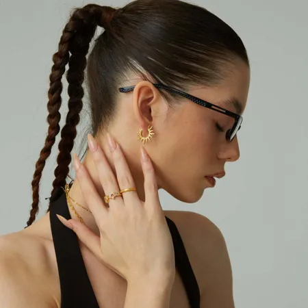 18K Gold Plated Sun Hoop...