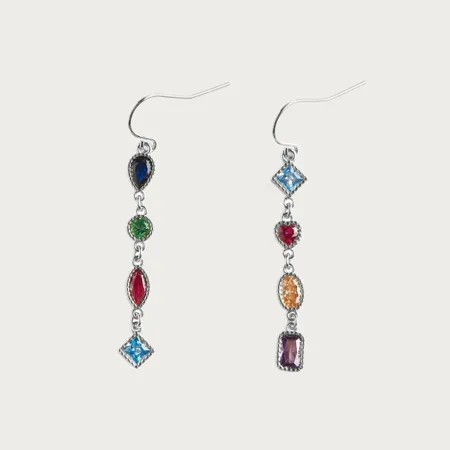 Platinum Plated 925 Sterling Silver Flower Drop Earrings