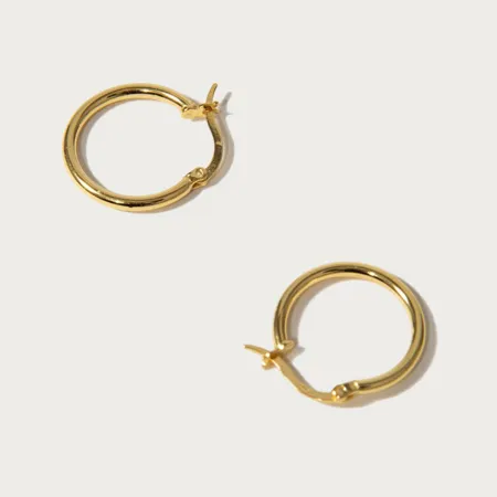 18K Gold Plated 925 Sterling Silver Simple Hoop Earrings