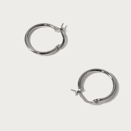 Platinum Plated 925 Sterling Silver Simple Hoop Earrings