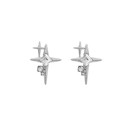 Diamond White Star Stud Earrings
