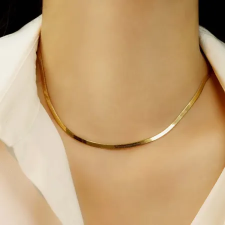 Simple 925 Sterling Silver Yellow Gold 16" Necklace