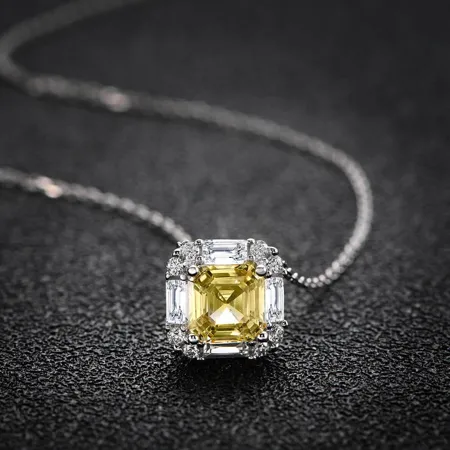 Asscher Citrine Yellow 925...