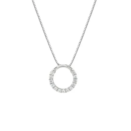 Round Diamond White 925 Sterling Silver 16" Necklace