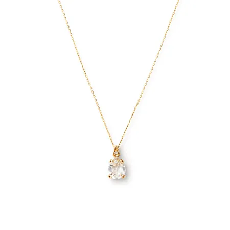 Pear 925 Sterling Silver Crystal Quartz Yellow Gold 15.4 Inches Necklace