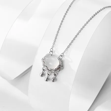 Oval 925 Sterling Silver Crystal Quartz 15.4 Inches Necklace