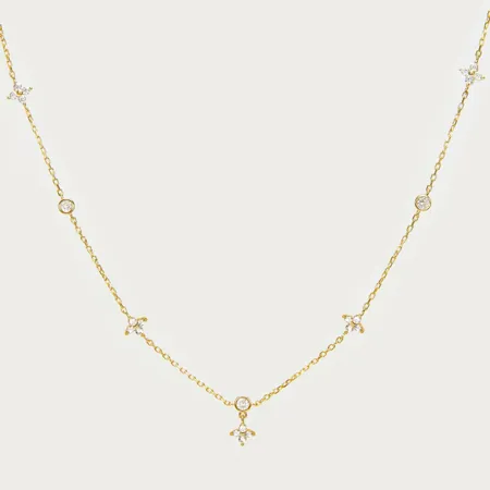 18K Gold Plated 925 Sterling Silver Lucky Clover Necklace