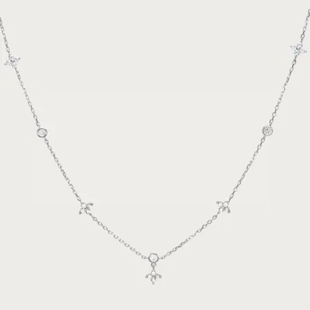 Platinum Plated 925 Sterling Silver Lucky Clover Necklace
