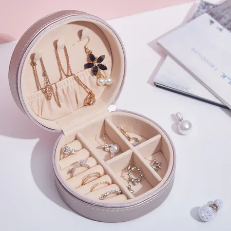 Champagne Jewelry Display Storage Case Box 