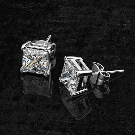 Fancy Princess Cut Stud...