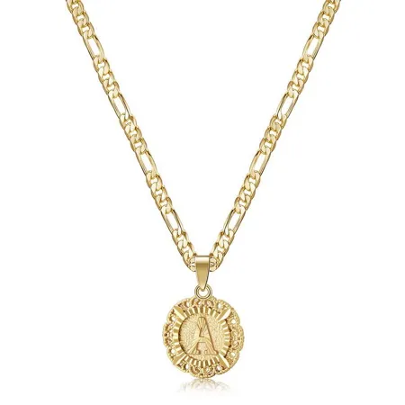 A-Z Initial Letter 20 Inches 14K Gold Plated Pendant Necklace