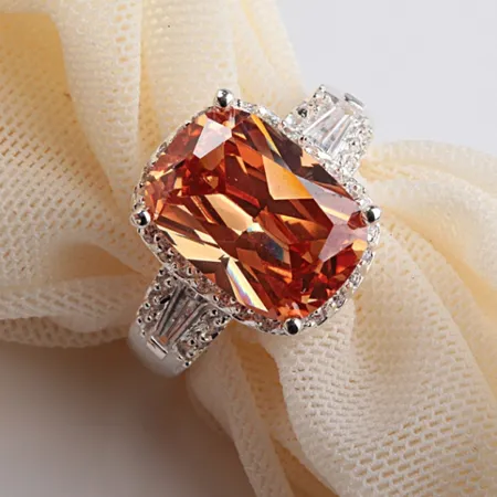 Radiant Cut Orange Engagement Ring