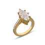 Marquise Cut Diamond White Sterling Silver Yellow Gold Engagement Ring